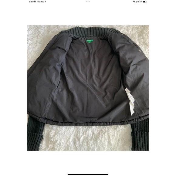 United Colors of Benetton Puffer Jacket W/Sweater Sleeves Full Zip Size 44/XS - Picture 3 of 10